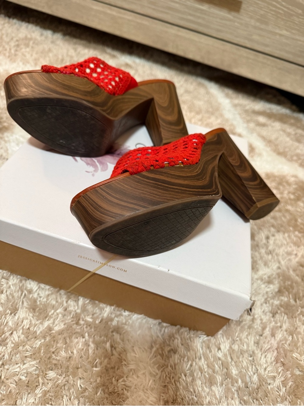 Jessica Simpson Red Crochet Platform Mule Sandals - Picture 3 of 3